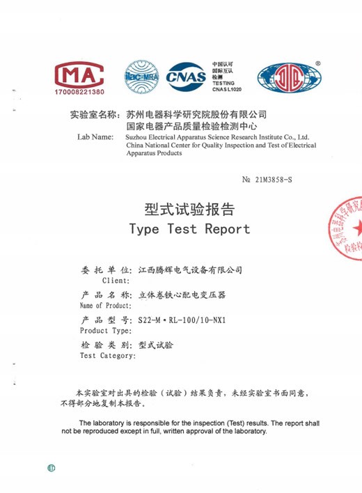立体卷S22-M.RL-100-10-NX1型式报告
